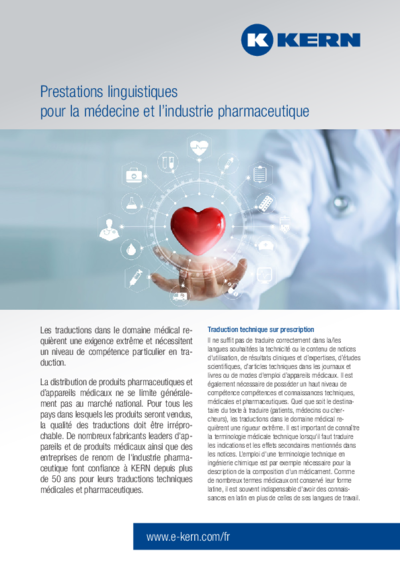 Prestations linguistiques pour la médecine et l’industrie pharmaceutique