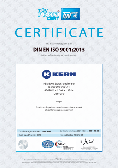Download DIN EN ISO 9001:2015 certificate