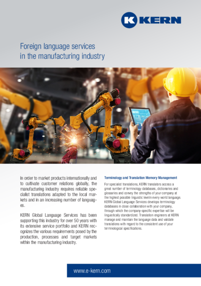 Foreign language services for the manufacturing industry