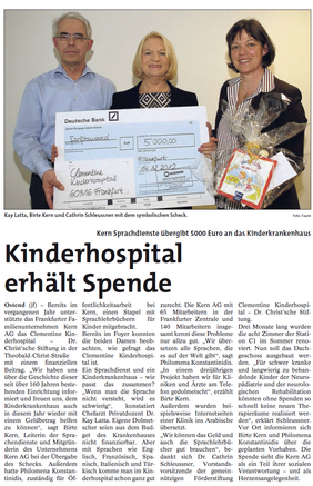 Spende der KERN AG an Kinderhospital