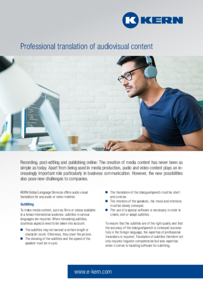 Download Infosheet Professional translation of audiovisual content