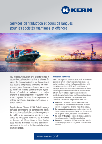 Brochure Sociétés maritimes et offshore