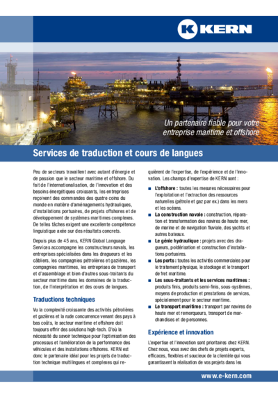 Brochure Sociétés maritimes et offshore