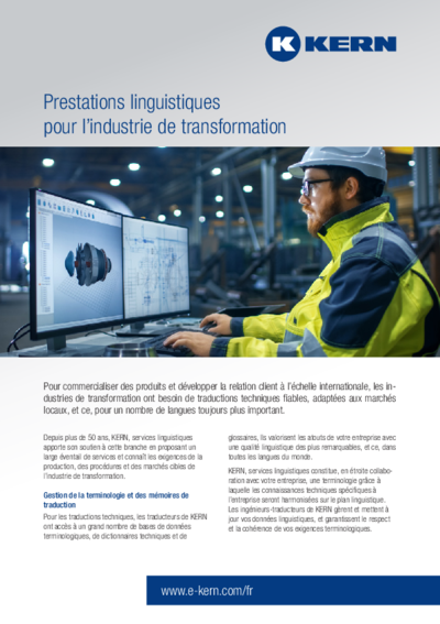 Prestations linguistiques pour l’industrie de transformation