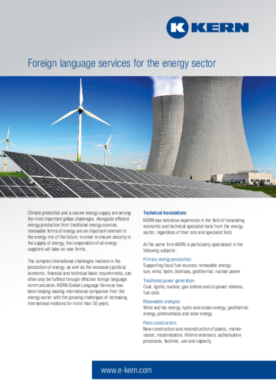 PDF download Info sheet on the energy industry