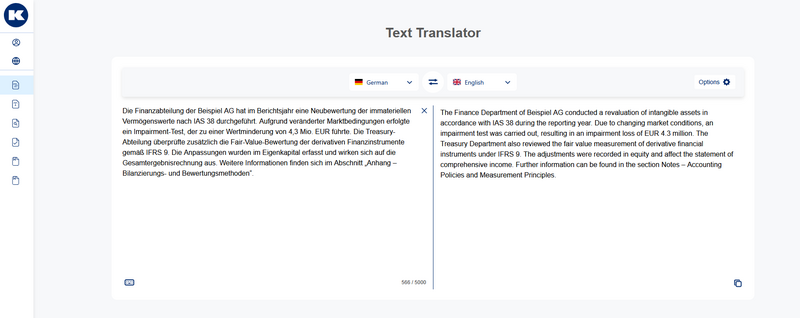 Maschinelle Finanzübersetzung mit Translation Memory und Termbank
