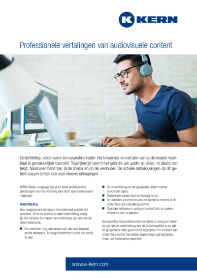 Download het informatieblad professionele vertalingen van audiovisuele content