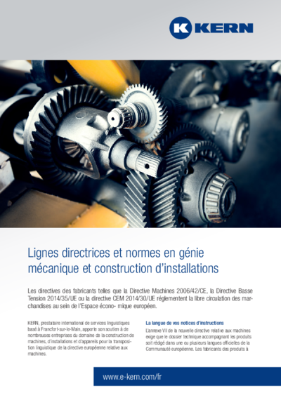 Mise en oeuvre de la directive européenne 2006/42/CE relative aux machines