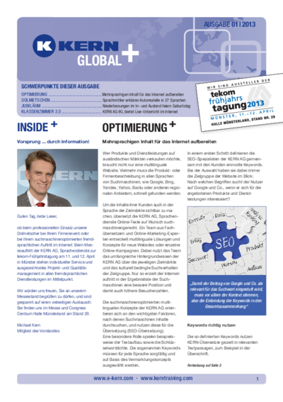 PDF Download Newsletter Global+ 01/2013