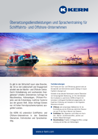Infoblatt Schiffahrts- und Offshore-Unternehmen
