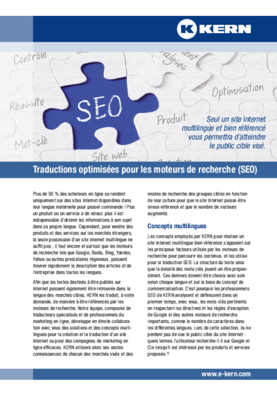 Traductions optimisées pour les moteurs de recherche (SEO)