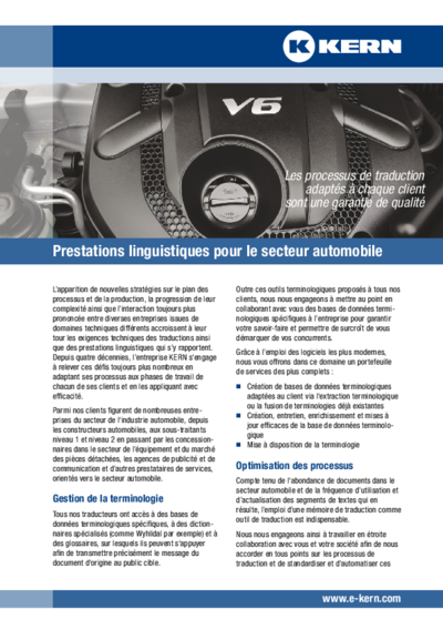 Prestations linguistiques pour le secteur automobile