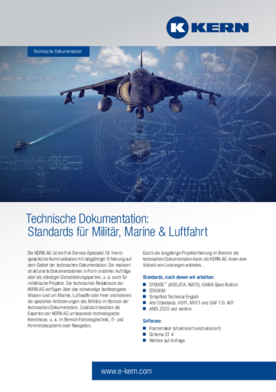 PDF-Download Infoblatt Technische Dokumentation im Bereich für Militär, Marine & Luftfahrt