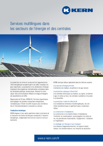 Services multilingues dans les secteurs de l’énergie et des centrales
