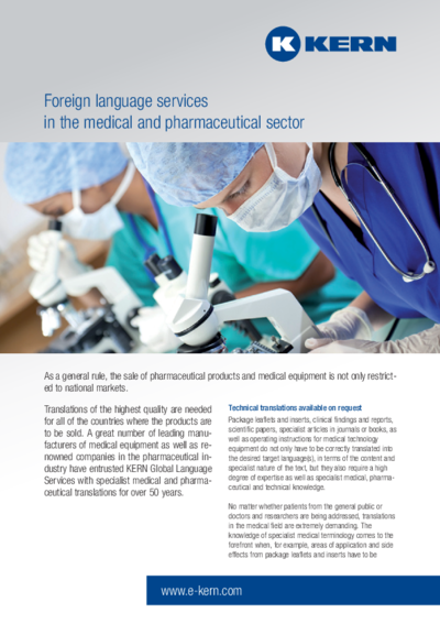 Download Infosheet Foreign language services in the medical and pharmaceutical sector