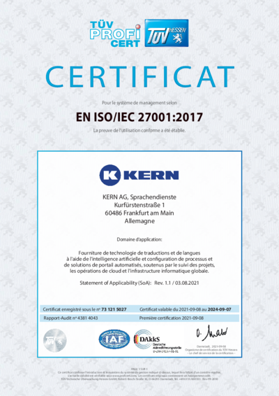Téléchargement certificat ISO 27001:2017