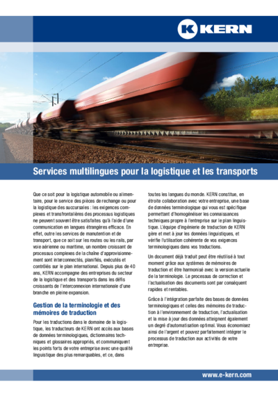 Services multilingues pour la logistique et les transports