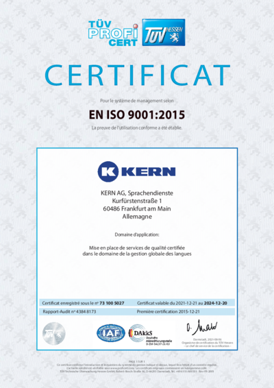 Téléchargement certificat DIN EN ISO 9001:2015
