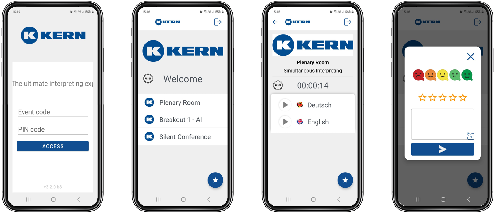 Bilder von der KERN RSI-VoiceApp