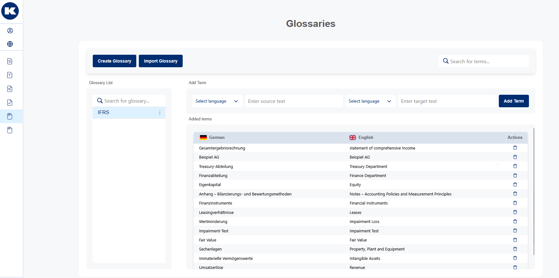 IFRS Übersetzung Termbank